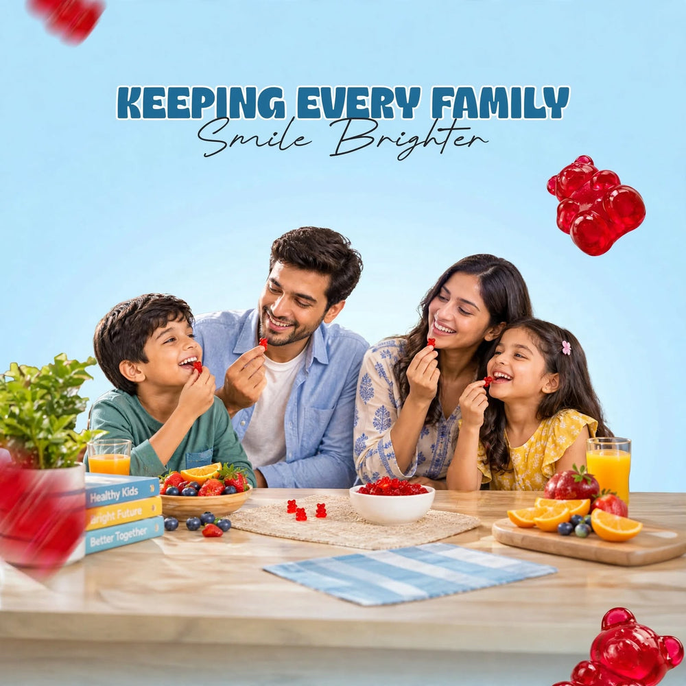 Family enjoying PlantBie gummies