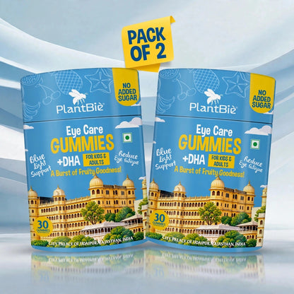 PlantBie Eye Care Gummies pack of 2: two mixed fruit jars with 30 gummies each, 60 gummies total
