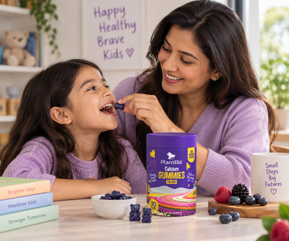 PlantBie Calcium Gummies for Kids | Mixed Berry, No Added Sugar (2+ Years)
